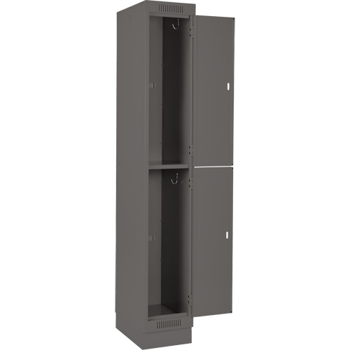 Clean Line Lockers, 2 -tier, Bank of 3, 36" x 18" x 76", Steel, Charcoal, Rivet (Assembled) Rock Safety Industrial Ltd