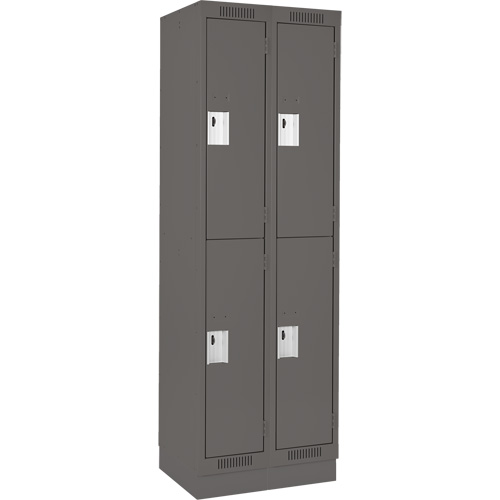 Clean Line Lockers, 2 -tier, Bank of 2, 24" x 18" x 76", Steel, Charcoal, Rivet (Assembled) Rock Safety Industrial Ltd