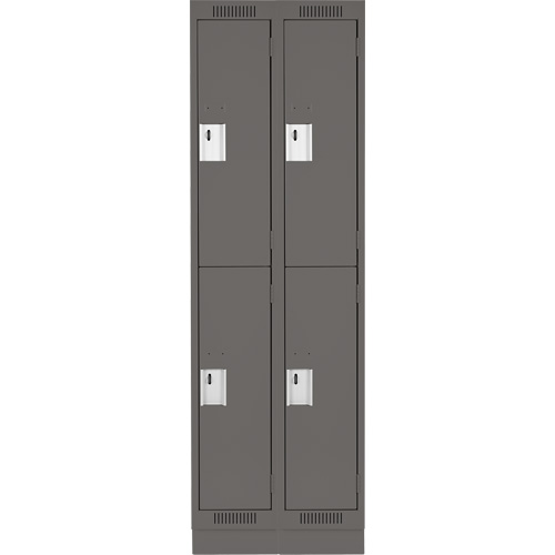 Clean Line Lockers, 2 -tier, Bank of 2, 24" x 18" x 76", Steel, Charcoal, Rivet (Assembled) Rock Safety Industrial Ltd