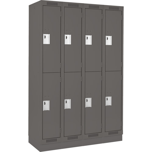Clean Line Lockers, 2 -tier, Bank of 4, 48" x 18" x 76", Steel, Charcoal, Rivet (Assembled) Rock Safety Industrial Ltd