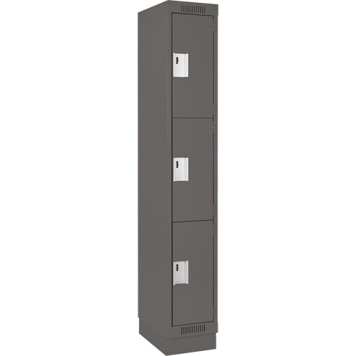 Clean Line Lockers, 3 -tier, 18" x 18" x 76", Steel, Charcoal, Rivet (Assembled) Rock Safety Industrial Ltd