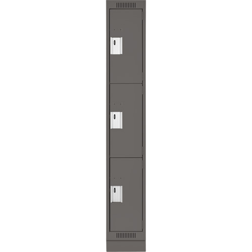 Clean Line Lockers, 3 -tier, 18" x 18" x 76", Steel, Charcoal, Rivet (Assembled) Rock Safety Industrial Ltd