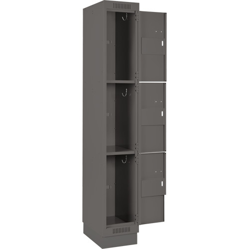 Clean Line Lockers, 3 -tier, Bank of 2, 36" x 18" x 76", Steel, Charcoal, Rivet (Assembled) Rock Safety Industrial Ltd