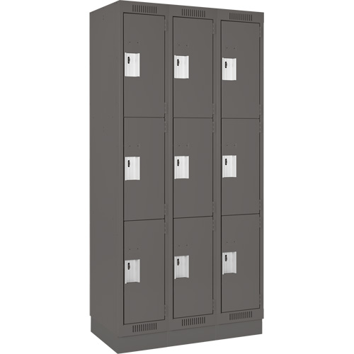 Casiers Clean Line, 3 niveaux, Bloc de 3, 54" x 18" x 76", Acier, Charbon, Rivet (assembl&eacute;) Rock Safety Industrial Ltd