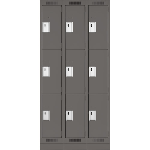 Casiers Clean Line, 3 niveaux, Bloc de 3, 54" x 18" x 76", Acier, Charbon, Rivet (assembl&eacute;) Rock Safety Industrial Ltd