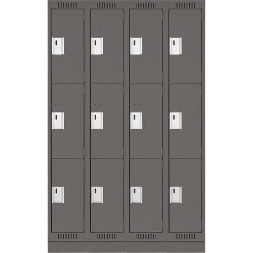 Casiers Clean Line, 3 niveaux, Bloc de 4, 72" x 18" x 76", Acier, Charbon, Rivet (assembl&eacute;) Rock Safety Industrial Ltd