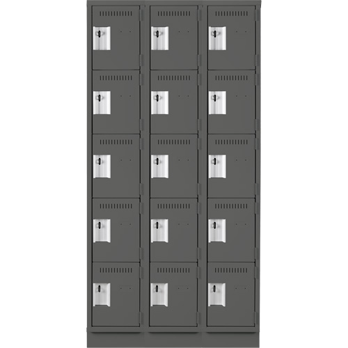 Casiers Clean Line, 5 niveaux, Bloc de 3, 36" x 18" x 76", Acier, Charbon, Rivet (assembl&eacute;) Rock Safety Industrial Ltd