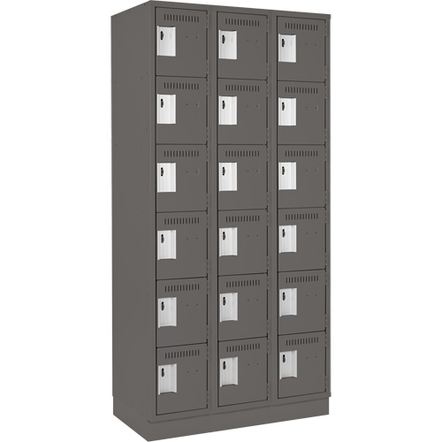 Clean-Line Lockerette, 6 -tier, Bank of 3, 18" x 72" x 18", Steel Rock Safety Industrial Ltd
