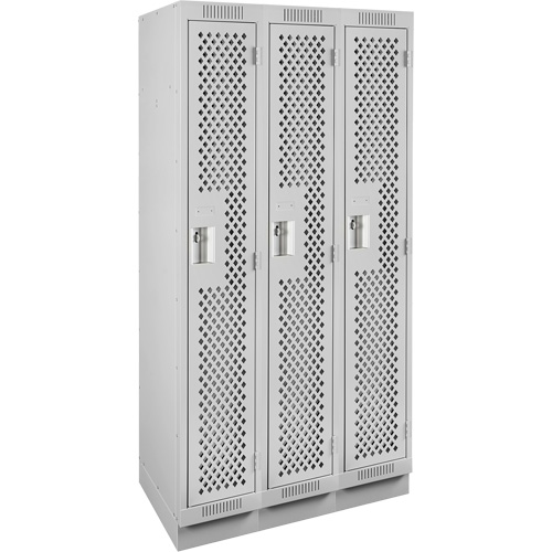 Casiers Clean Line, Bloc de 3, 36" x 18" x 76", Acier, Gris, Rivet (assembl&eacute;), Perfor&eacute; Rock Safety Industrial Ltd