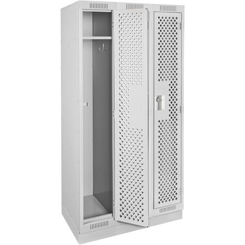 Casiers Clean Line, Bloc de 3, 36" x 18" x 76", Acier, Gris, Rivet (assembl&eacute;), Perfor&eacute; Rock Safety Industrial Ltd