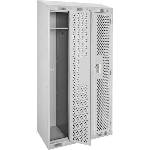 Clean Line Lockers, Bank of 3, 36" x 15" x 78", Steel, Grey, Rivet (Assembled), Perforated Rock Safety Industrial Ltd