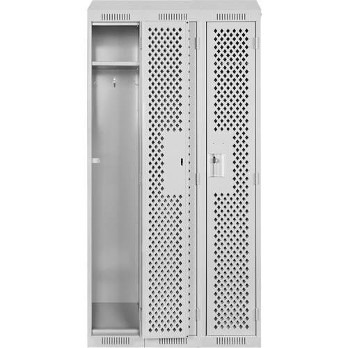 Clean Line Lockers, Bank of 3, 36" x 15" x 78", Steel, Grey, Rivet (Assembled), Perforated Rock Safety Industrial Ltd