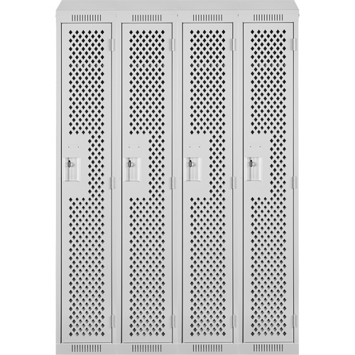 Clean Line Lockers, Bank of 4, 48" x 15" x 78", Steel, Grey, Rivet (Assembled), Perforated Rock Safety Industrial Ltd