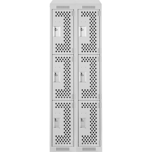 Casiers Clean Line, 3 niveaux, Bloc de 2, 24" x 18" x 78", Acier, Gris, Rivet (assembl&eacute;), Perfor&eacute; Rock Safety Industrial Ltd