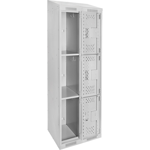 Casiers Clean Line, 3 niveaux, Bloc de 2, 24" x 18" x 78", Acier, Gris, Rivet (assembl&eacute;), Perfor&eacute; Rock Safety Industrial Ltd