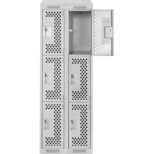 Casiers Clean Line, 3 niveaux, Bloc de 2, 24" x 18" x 78", Acier, Gris, Rivet (assembl&eacute;), Perfor&eacute; Rock Safety Industrial Ltd