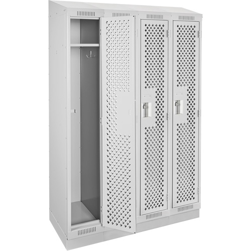 Casiers Clean Line, Bloc de 4, 48" x 18" x 82", Acier, Gris, Rivet (assembl&eacute;), Perfor&eacute; Rock Safety Industrial Ltd