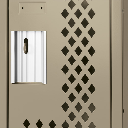 Clean Line Lockers, 2 -tier, Bank of 3, 36" x 12" x 72", Steel, Beige, Rivet (Assembled), Perforated Rock Safety Industrial Ltd
