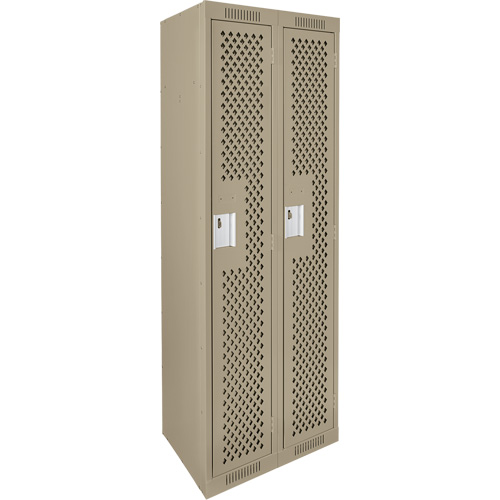 Clean Line Lockers, Bank of 2, 24" x 15" x 72", Steel, Beige, Rivet (Assembled), Perforated Rock Safety Industrial Ltd