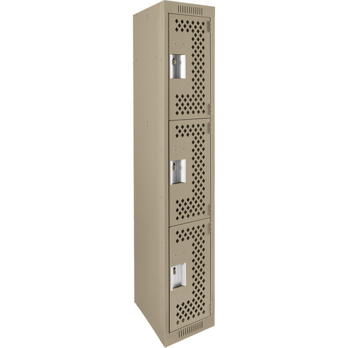Casiers Clean Line, 3 niveaux, 12" x 12" x 72", Acier, Beige, Rivet (assembl&eacute;), Perfor&eacute; Rock Safety Industrial Ltd