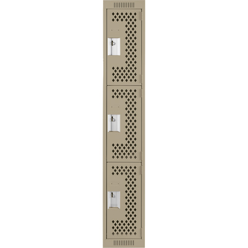 Casiers Clean Line, 3 niveaux, 12" x 12" x 72", Acier, Beige, Rivet (assembl&eacute;), Perfor&eacute; Rock Safety Industrial Ltd