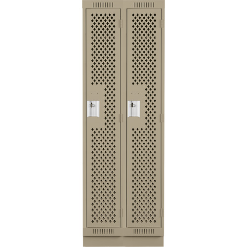 Clean Line Lockers, Bank of 2, 24" x 18" x 76", Steel, Beige, Rivet (Assembled), Perforated Rock Safety Industrial Ltd