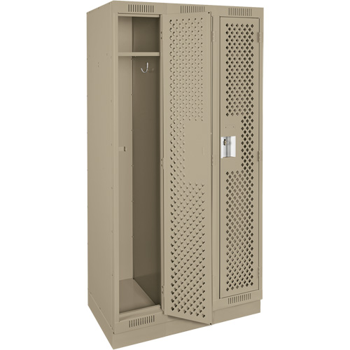 Clean Line Lockers, Bank of 3, 36" x 18" x 76", Steel, Beige, Rivet (Assembled), Perforated Rock Safety Industrial Ltd