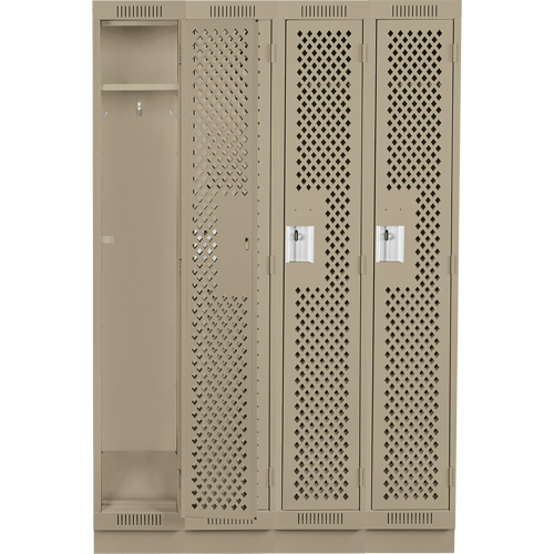 Casiers Clean Line, Bloc de 4, 48" x 18" x 76", Acier, Beige, Rivet (assembl&eacute;), Perfor&eacute; Rock Safety Industrial Ltd