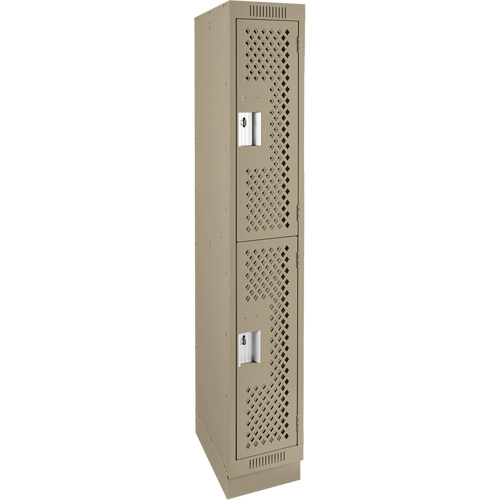 Clean Line Lockers, 2 -tier, 12" x 12" x 76", Steel, Beige, Rivet (Assembled), Perforated Rock Safety Industrial Ltd