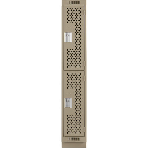 Clean Line Lockers, 2 -tier, 12" x 12" x 76", Steel, Beige, Rivet (Assembled), Perforated Rock Safety Industrial Ltd