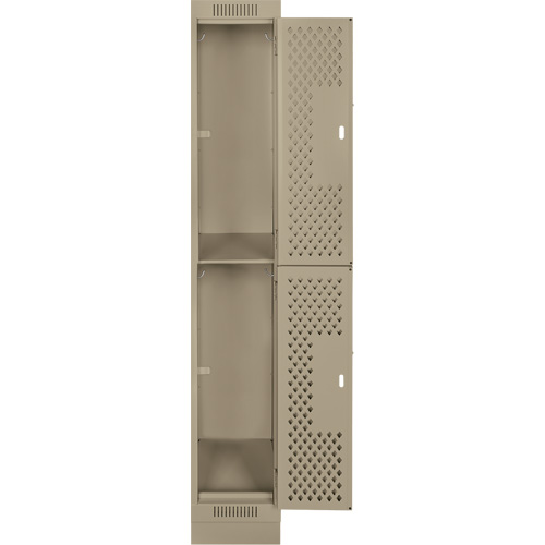 Clean Line Lockers, 2 -tier, 12" x 12" x 76", Steel, Beige, Rivet (Assembled), Perforated Rock Safety Industrial Ltd