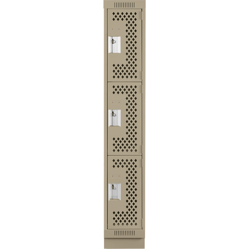 Casiers Clean Line, 3 niveaux, 12" x 12" x 76", Acier, Beige, Rivet (assembl&eacute;), Perfor&eacute; Rock Safety Industrial Ltd
