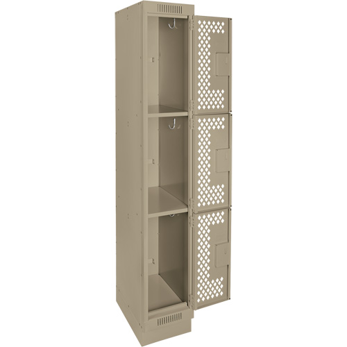 Casiers Clean Line, 3 niveaux, 12" x 12" x 76", Acier, Beige, Rivet (assembl&eacute;), Perfor&eacute; Rock Safety Industrial Ltd