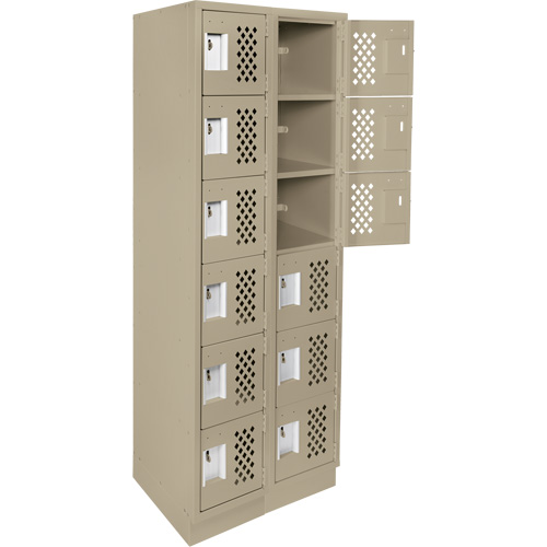 Assembled Lockerettes Clean Line Perforated Economy Lockers, 6 -tier, Bank of 2, 18" x 72" x 12", Steel Rock Safety Industrial Ltd