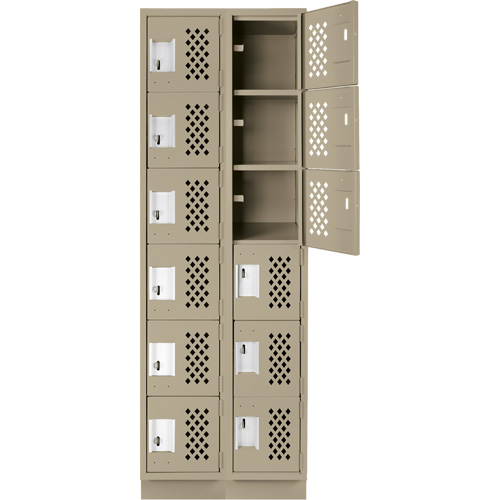 Assembled Lockerettes Clean Line Perforated Economy Lockers, 6 -tier, Bank of 2, 18" x 72" x 12", Steel Rock Safety Industrial Ltd