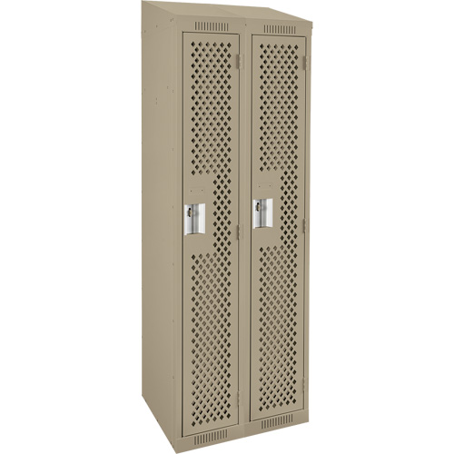 Clean Line Lockers, Bank of 2, 24" x 15" x 78", Steel, Beige, Rivet (Assembled), Perforated Rock Safety Industrial Ltd