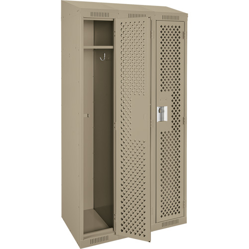 Clean Line Lockers, Bank of 3, 36" x 15" x 78", Steel, Beige, Rivet (Assembled), Perforated Rock Safety Industrial Ltd