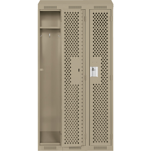Clean Line Lockers, Bank of 3, 36" x 15" x 78", Steel, Beige, Rivet (Assembled), Perforated Rock Safety Industrial Ltd