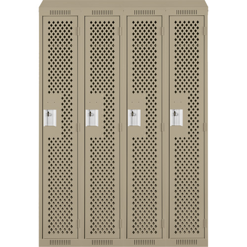 Clean Line Lockers, Bank of 4, 48" x 15" x 78", Steel, Beige, Rivet (Assembled), Perforated Rock Safety Industrial Ltd
