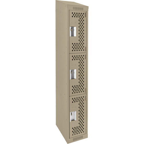 Casiers Clean Line, 3 niveaux, 12" x 18" x 78", Acier, Beige, Rivet (assembl&eacute;), Perfor&eacute; Rock Safety Industrial Ltd