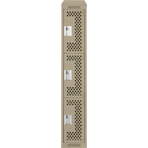 Casiers Clean Line, 3 niveaux, 12" x 18" x 78", Acier, Beige, Rivet (assembl&eacute;), Perfor&eacute; Rock Safety Industrial Ltd