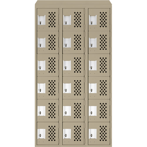 Assembled Lockerettes Clean Line Perforated Economy Lockers, 6 -tier, Bank of 3, 18" x 72" x 12", Steel Rock Safety Industrial Ltd