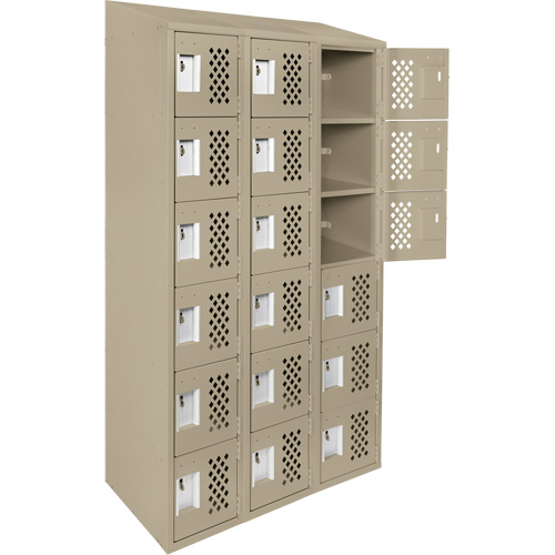 Assembled Lockerettes Clean Line Perforated Economy Lockers, 6 -tier, Bank of 3, 18" x 72" x 12", Steel Rock Safety Industrial Ltd