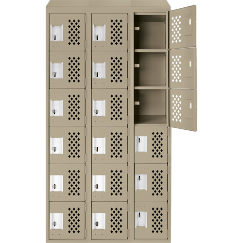 Assembled Lockerettes Clean Line Perforated Economy Lockers, 6 -tier, Bank of 3, 18" x 72" x 12", Steel Rock Safety Industrial Ltd