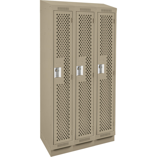Casiers Clean Line, Bloc de 3, 36" x 18" x 82", Acier, Beige, Rivet (assembl&eacute;), Perfor&eacute; Rock Safety Industrial Ltd