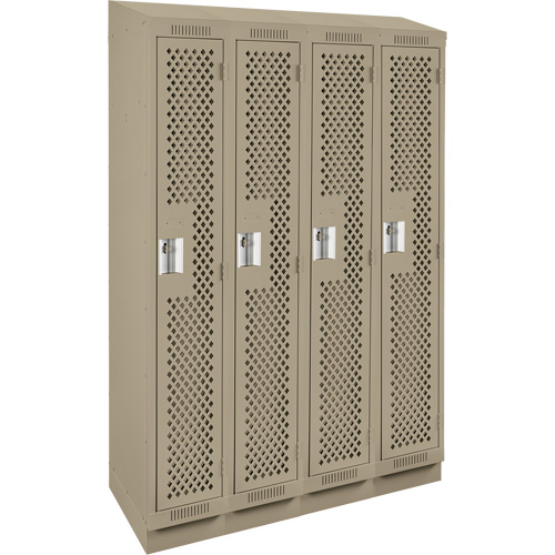 Casiers Clean Line, Bloc de 4, 48" x 18" x 82", Acier, Beige, Rivet (assembl&eacute;), Perfor&eacute; Rock Safety Industrial Ltd