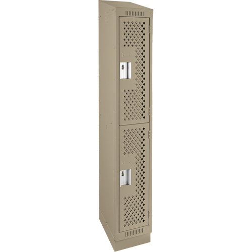 Casiers Clean Line, 2 niveaux, 12" x 15" x 82", Acier, Beige, Rivet (assembl&eacute;), Perfor&eacute; Rock Safety Industrial Ltd