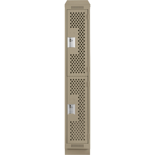Casiers Clean Line, 2 niveaux, 12" x 15" x 82", Acier, Beige, Rivet (assembl&eacute;), Perfor&eacute; Rock Safety Industrial Ltd