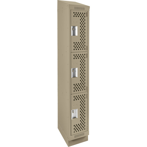 Casiers Clean Line, 3 niveaux, 12" x 18" x 82", Acier, Beige, Rivet (assembl&eacute;), Perfor&eacute; Rock Safety Industrial Ltd