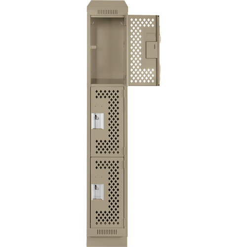 Casiers Clean Line, 3 niveaux, 12" x 18" x 82", Acier, Beige, Rivet (assembl&eacute;), Perfor&eacute; Rock Safety Industrial Ltd